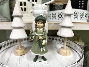 Dekorace dívka se svíčkou a panenkou