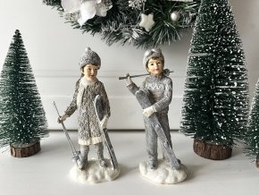 Dekorace lyžařka a lyžař set