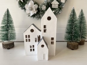 Bílé LED domečky s šedou střechou