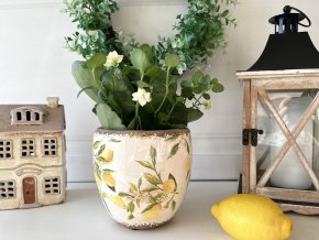 Keramický obal na květináč s citrony