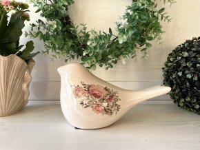 Dekorace keramický ptáček s růžemi Rosien 1