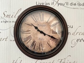 Hnědo béžové nástěnné hodiny Westminster