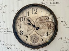 Velké hnědé nástěnné hodiny Zeměkoule