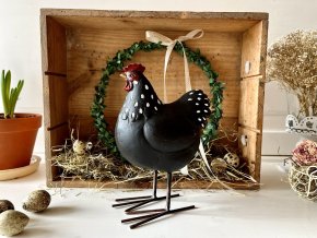 Dekorace dřevěná slepička černá