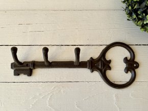 Hnědý kovový věšák na klíče 1