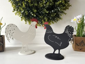 Kovová slepička a kohoutek větší