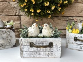 Dekorace v dřevěném šuplíku s ptáčky 1