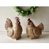 Dekorace dřevěná slepička a kohoutek hnědá