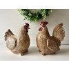 Dekorace dřevěná slepička a kohoutek hnědá 1