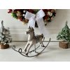 Dekorace houpací koník bílo stříbrný 2