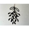 Závěsná dekorace kovové černé jmelí