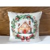 Zimní sametový povlak na polštář s perníkovou chaloupkou 45 x 45 cm
