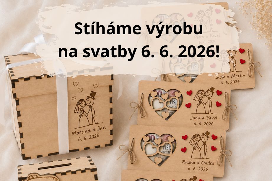 Svatební magické datum 6. 6. 2026 se blíží. Personalizované svatební dary stále stíháme vyrobit 💍