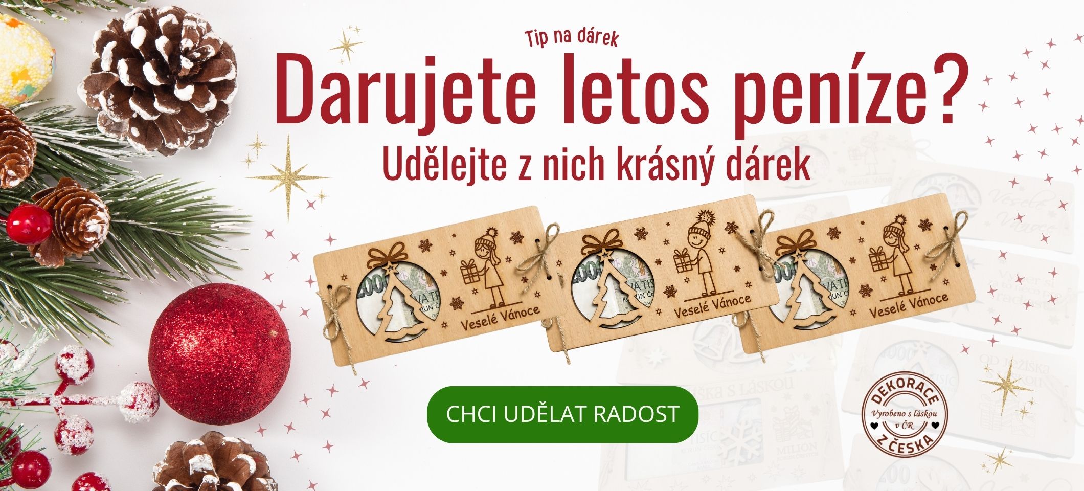 Vánoční dřevěné přání 2026