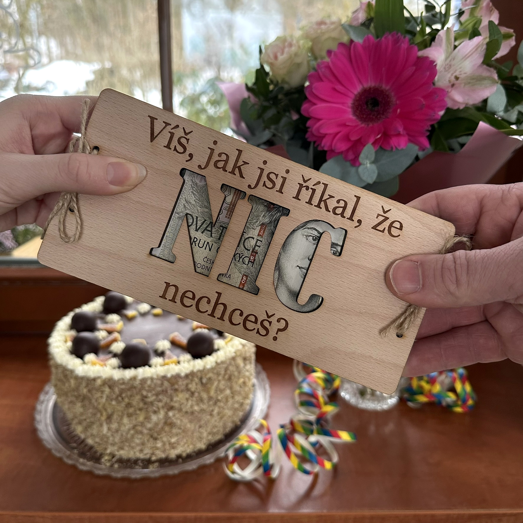 Dřevěné přání na bankovky NIC nechceš