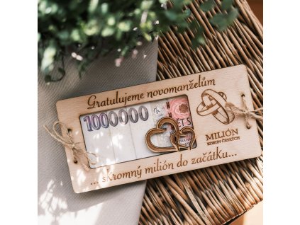 Dřevěné přání svatební - milion korun