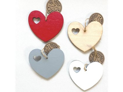 Dřevěné srdce barevné varianty