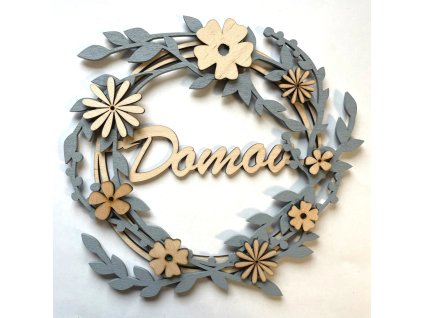 dřevěný věnec na dveře - jarní výzdoba