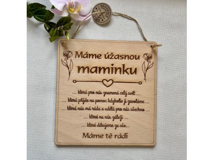Dřevěná cedulka Úžasná maminka