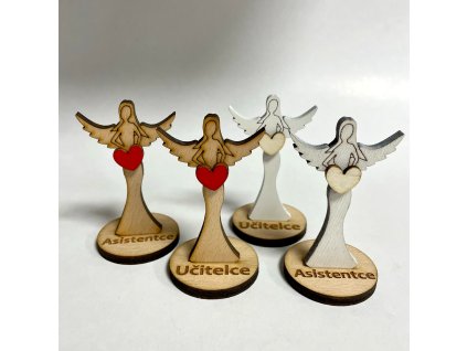 Dřevěný andílek 7,5 cm věnování Učitelce/Asistentce
