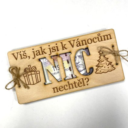 dřevěné přání na peníze