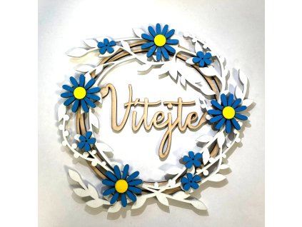 dřevěný věnec na dveře - jarní dekorace