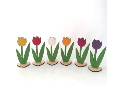 dřevěná jarní dekorace - tulipán jarní výzdoba