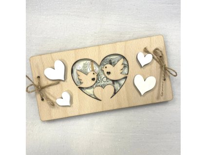 dřevěné přání na peníze svatební