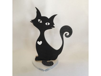 Kočka 16 cm černo-bílá
