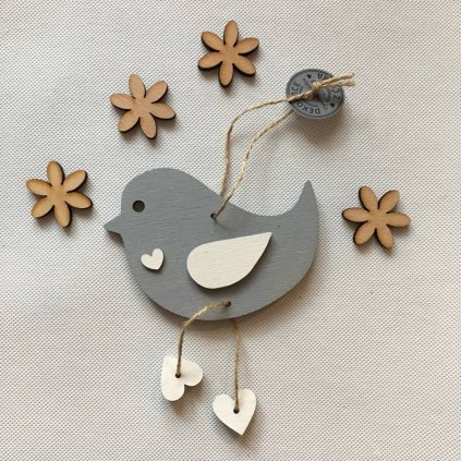 dřevěná dekorace - jarní dekorace ptáček