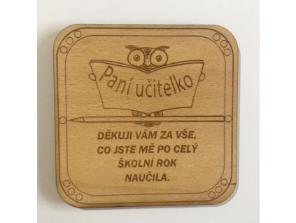 Dřevěný podtácek pro paní učitelku - sova