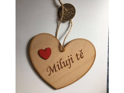 Dřevěné srdce s věnováním Miluji tě 12 cm