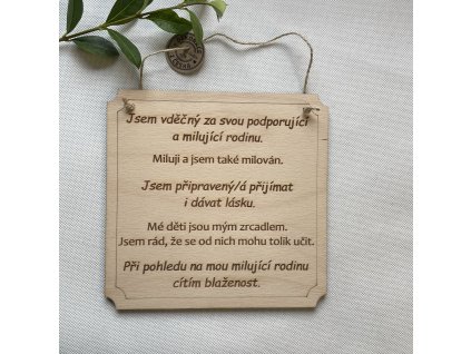 Cedulka afirmace Vztahy