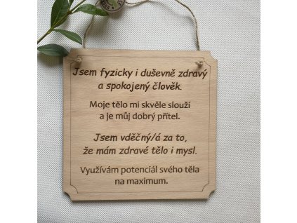 Cedulka afirmace Zdraví II.