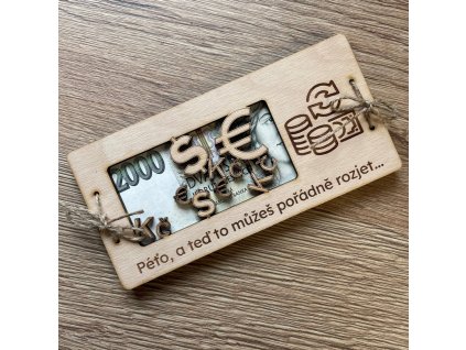 Dřevěné přání na peníz VLASTNÍ TEXT