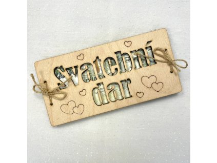 dřevěné přání na peníze svatební