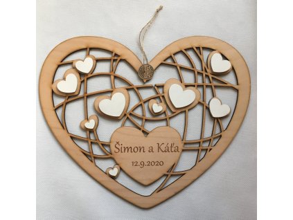 Dřevěné svatební srdce