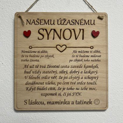 Dřevěná cedulka pro syna 1