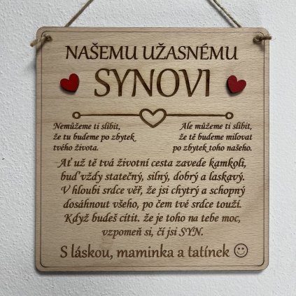 Dřevěná cedulka pro syna