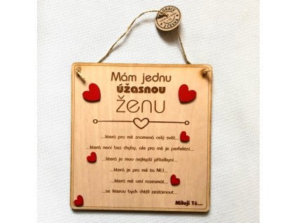 Dřevěná cedulka pro úžasnou ženu