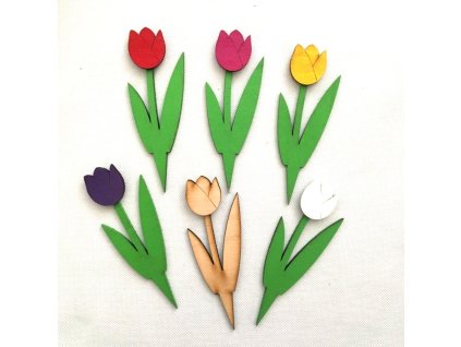 Zápich dřevěný tulipán 15 cm, 6 barev