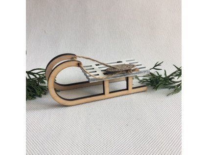 Dřevěné sáně 12 cm podstavec 2 barvy