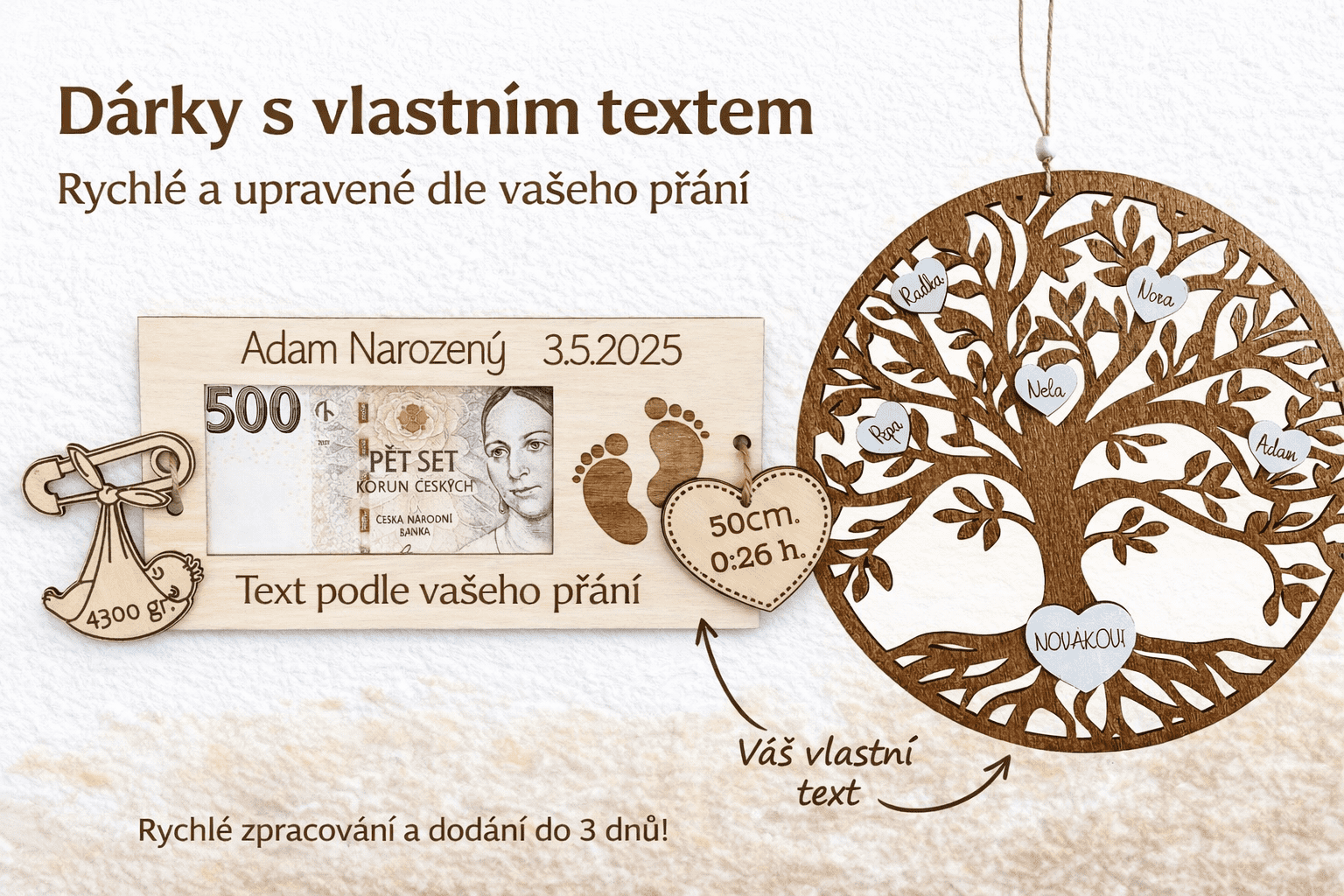 Dárky s vlastním textem