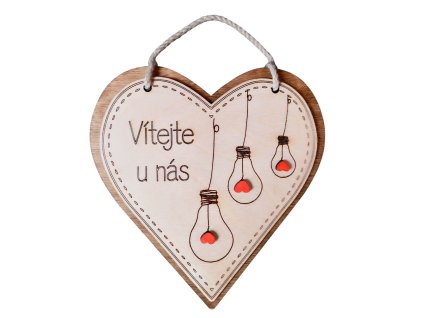 Dřevěné dekorační srdce"žárovky"