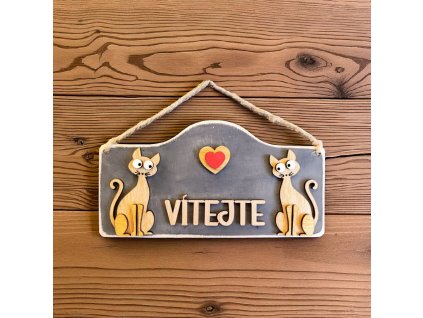 Cedulka dřevěná Vítejte