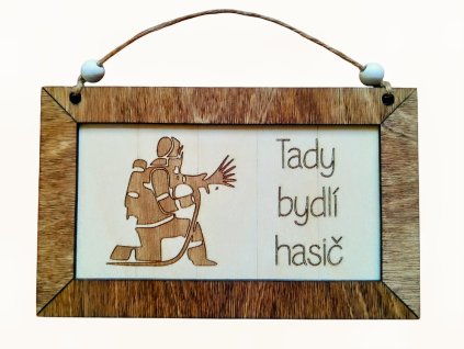 Dřevěná cedulka hasič