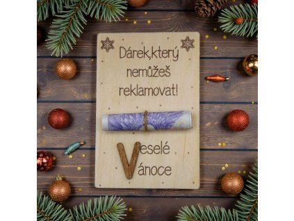 Dřevěné přání na peníze "vánoční"