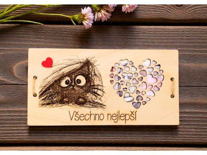 Dřevěné přání na peníze kočička