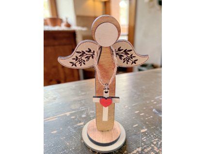Dřevěný anděl kříž 12cm ♥️