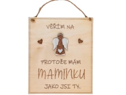 Dřevěná andělská cedulka